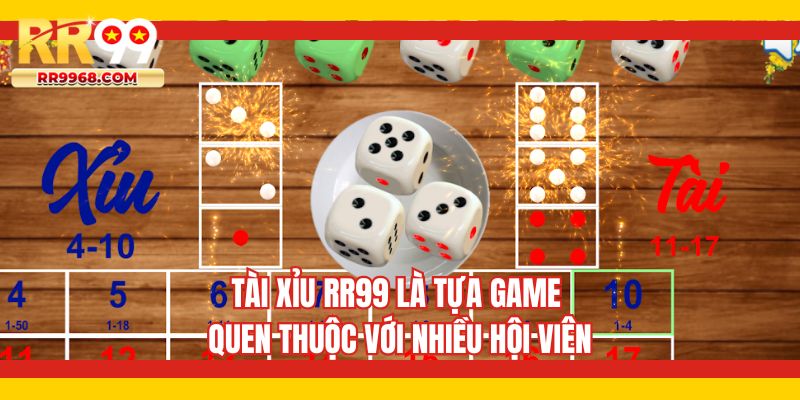 Tài xỉu RR99 là tựa game quen thuộc với nhiều hội viên